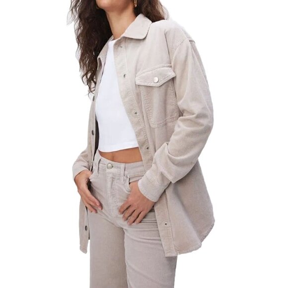 Good American Jackets & Blazers - GOOD AMERICAN Corduroy Shacket In Bone Size 3/4 L/XL